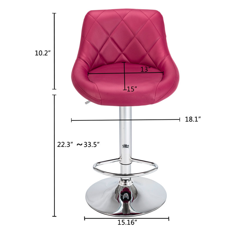 Swivel Upholstered Adjustable Height Counter Stool with Metal Frame, Pink
