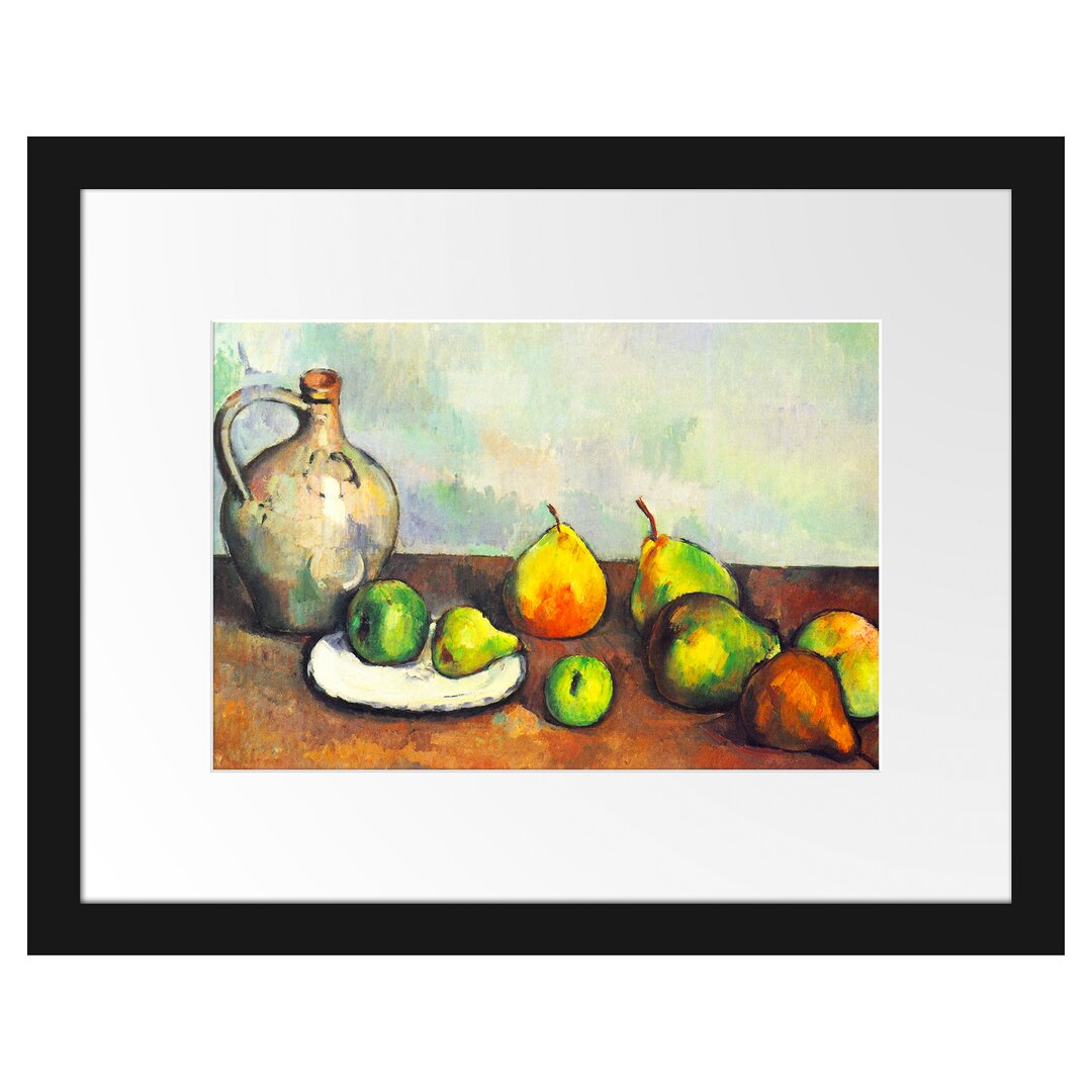 Gerahmter Kunstdruck Still Life Jug and Fruits von Paul Cezanne