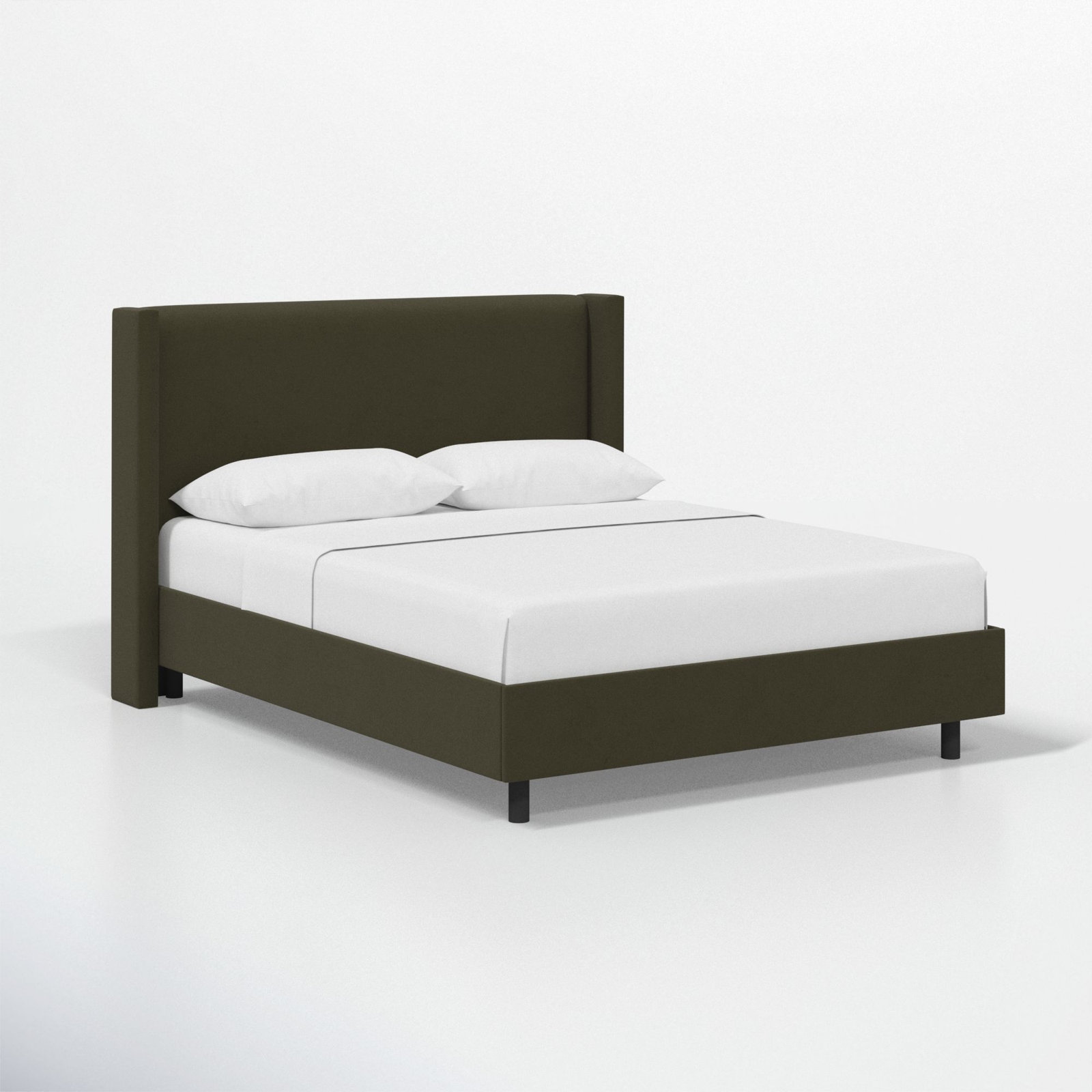 Hanson Upholstered Wingback Platform Bed, California King, Classic Loden Velvet