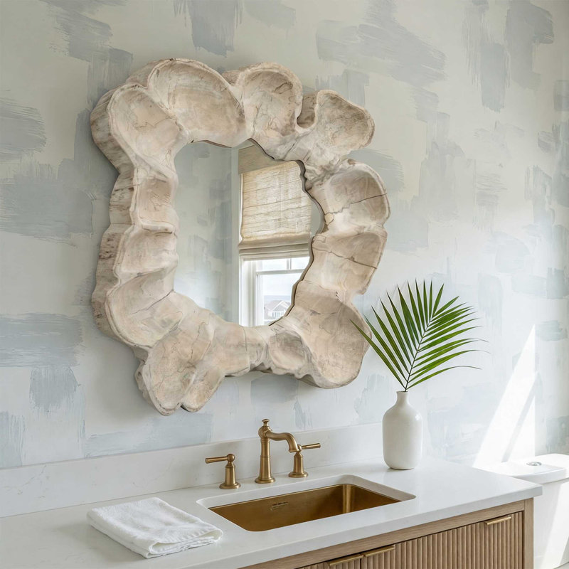 Miroir rond en bois Ariane