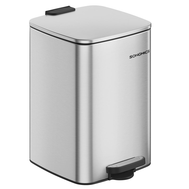 Poubelle à pédale en acier inoxydable avec coussins antidérapants, Argent, 5,2 Gal