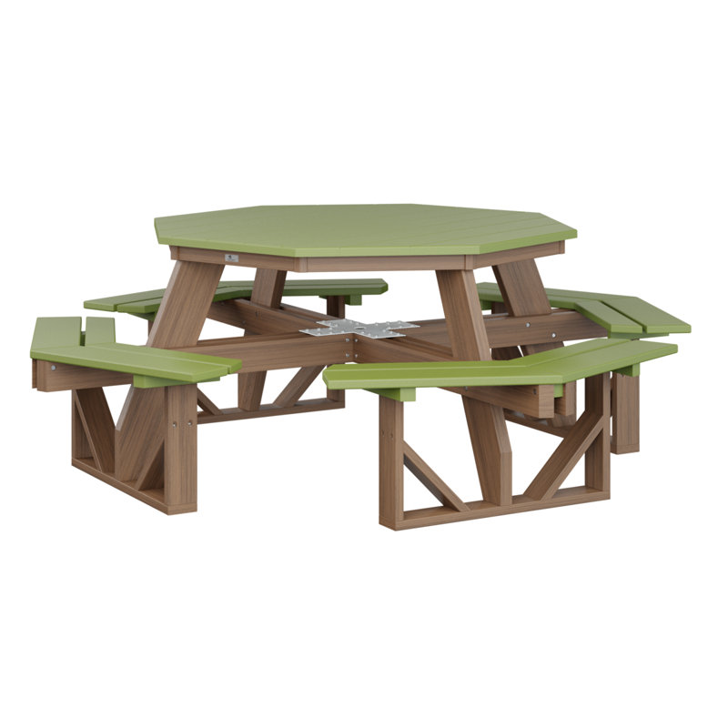 Table de pique-nique Ada, Kiwi Green Top/Antique Mahogany Base