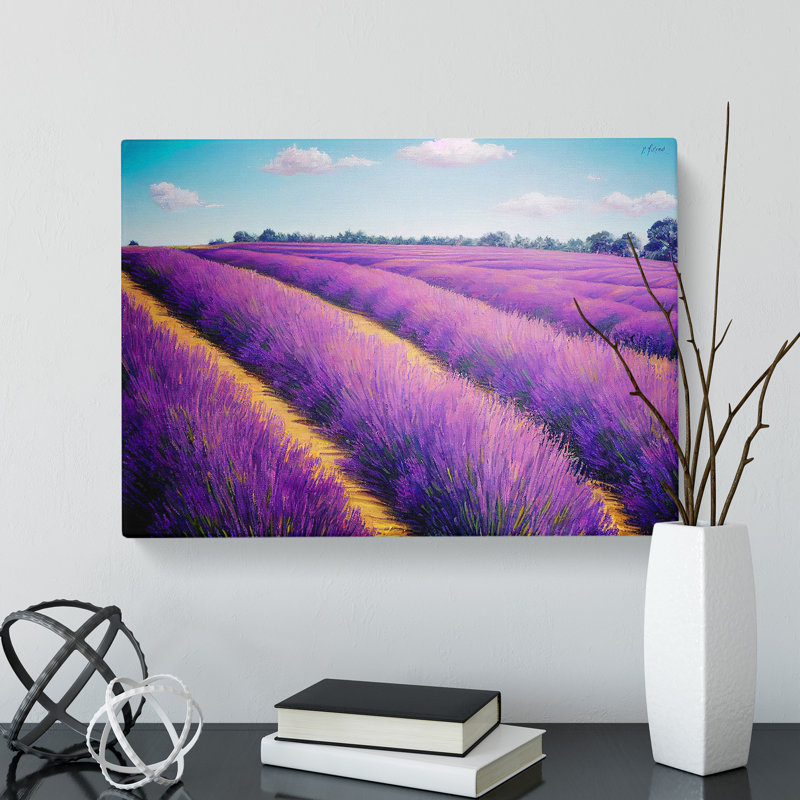 Stellar Lavender Flower Field - Wrapped Canvas, 40cm H x 60cm W x 3cm D