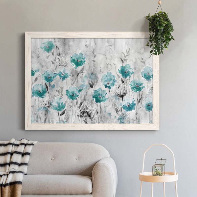 Poppy Garden - Peinture sur toile encadrée, Blanc, H 31,5 po x l 23,5 po x P 1,5 po