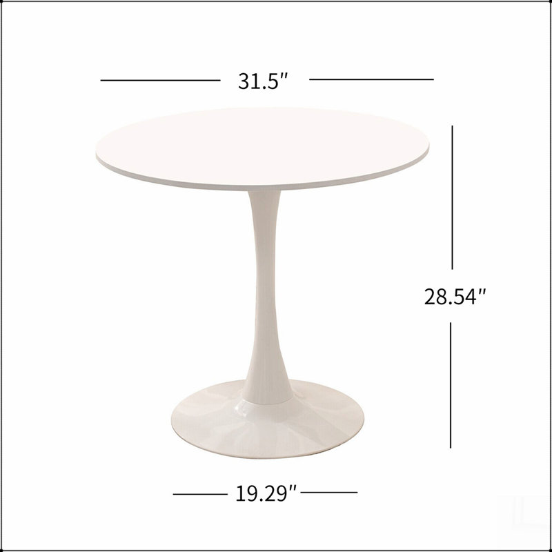 ROUND DINING TABLE,OFFICE TABLE,COFFEE TABLE, 28.54" H x 31.5" W x 31.5" D, White