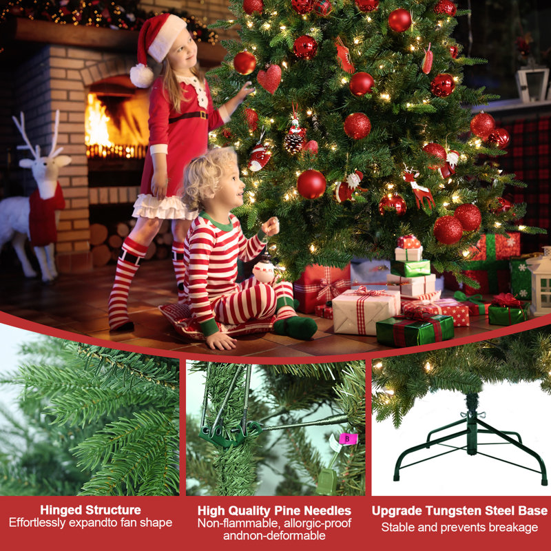 Lighted Artificial Christmas Tree - Stand Included, 6'