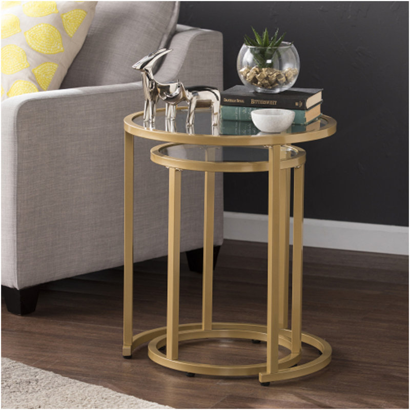 Evelyn Glam Nesting Side Table 2Pc Set – Gold