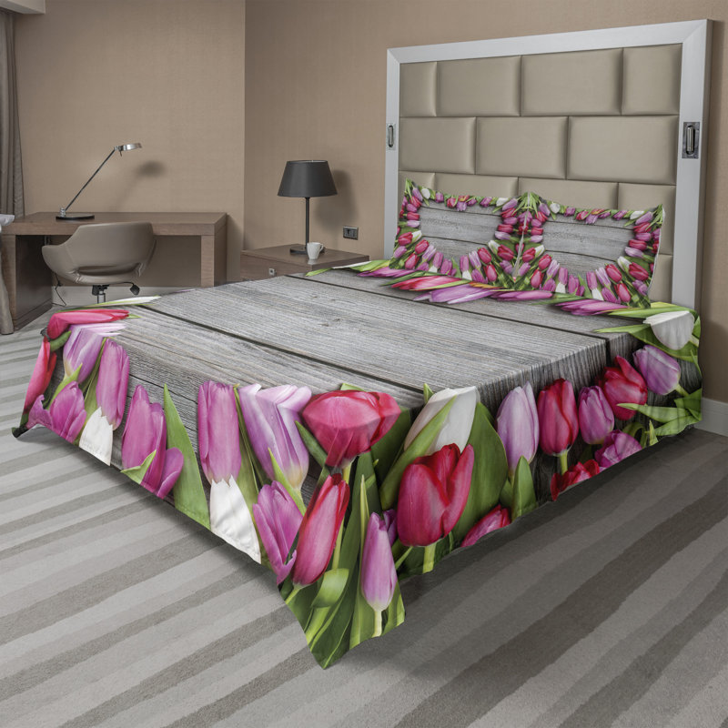 Microfiber Floral Sheet Set, Full Sheet Set + Fitted Sheet + 2 Pillowcases