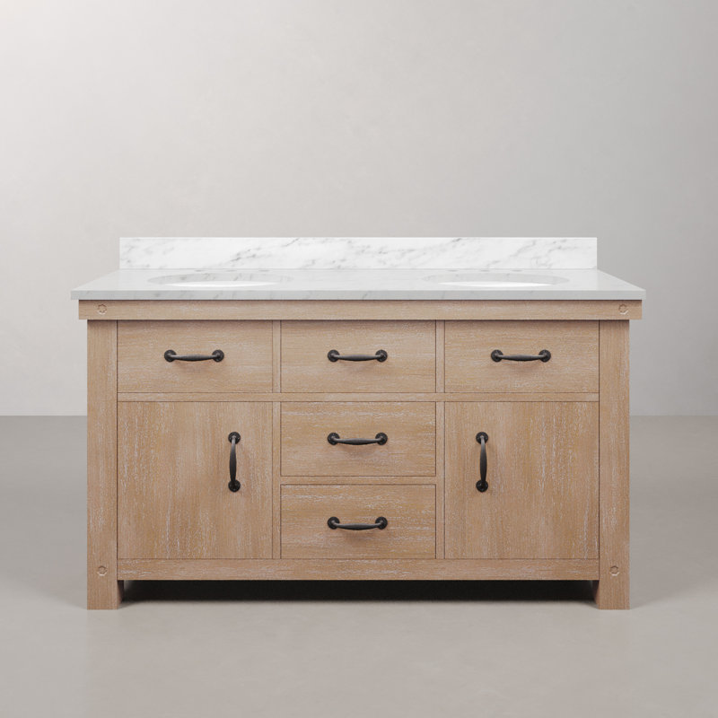Aberdeen 60 in. Double Vanity, Toffee Latte, Carrara White