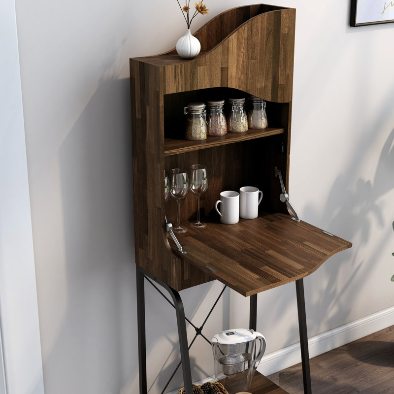 Urmis Industrial Wavy Design MDF Beverage Cabinet