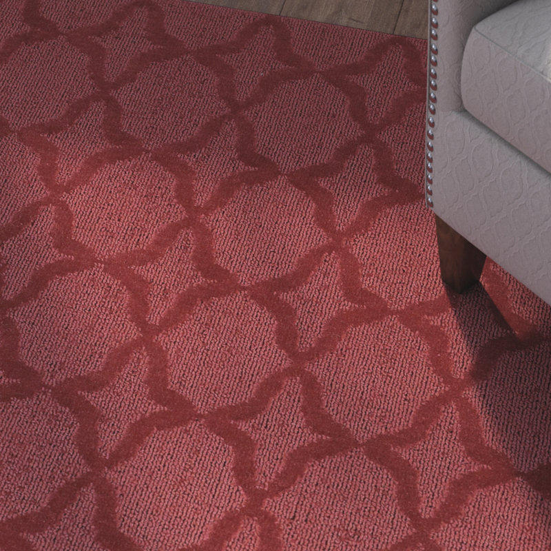 Tapis touffeté à motif géométrique rouge chili, Rectangle 6 pi x 9 pi