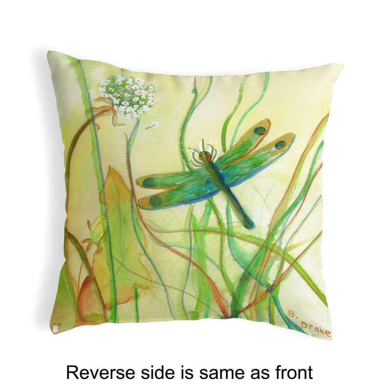 Dragonfly Art Reversible Indoor/Outdoor Throw Pillow
