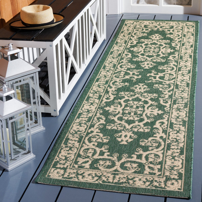 Tapis oriental d'intérieur / extérieur Courtyard Performance, Tapis de couloir 2 pi 3 po x 8 pi