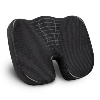 Mind Reader Memory Foam Seat Cushion with Air-Cloud Technology, Sciatica, Coccyx & Hip Pain Relief, Office, Memory Foam, 18 L x 13.5 W x 2.75 H