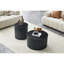 Table basse gigogne 2 pièces, design colonnes romaines, fini bois noir veiné, idéale pour la chambre, avec rangement pour magazines et sous-verres.