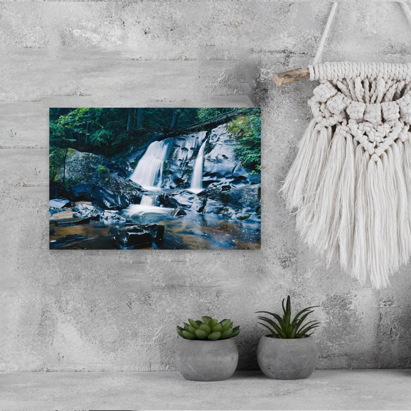 Waterfall and stones Leatherby Falls Mount Arvon Michigan USA 1 Piece Wrapped Canvas Wall Art, 30.48cm H x 45.72cm W