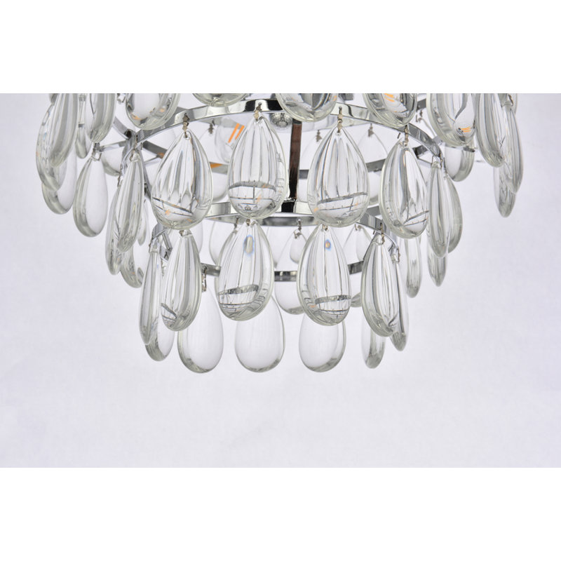 Stiner 3-Light Crystal Tiered Flush Mount, 12" H x 12" W x 12" D, Chrome