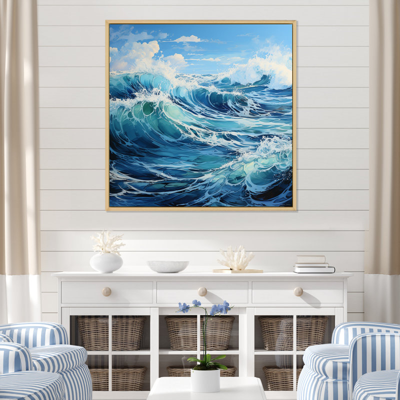 Ocean Sapphire Infinity I - Nautical & Beach Canvas Prints, H 16 po x l 16 po x P 1 po, Cadre naturel flottant