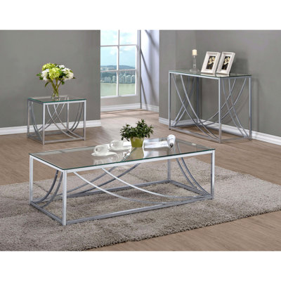 Brianne Glass Coffee Table With Metal Leg
