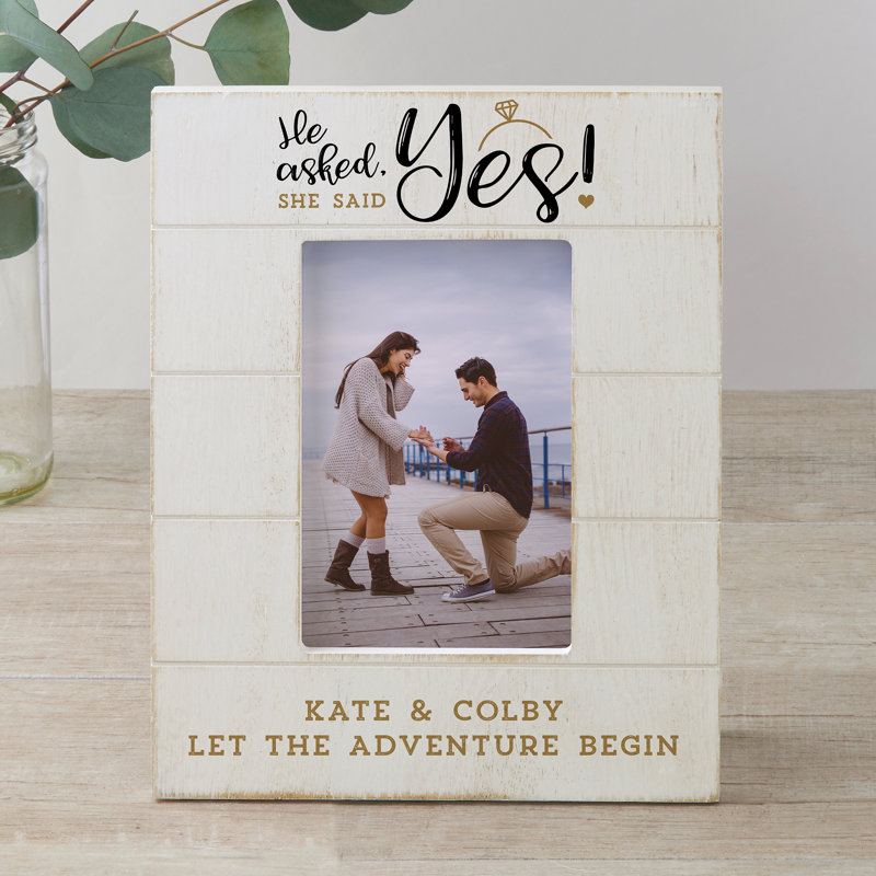 He Asked...Engagement Wood Matte Picture Frame, 4" x 6"