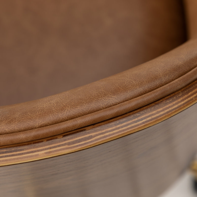 Chaise de bureau rembourrée en cuir véritable, Cognac