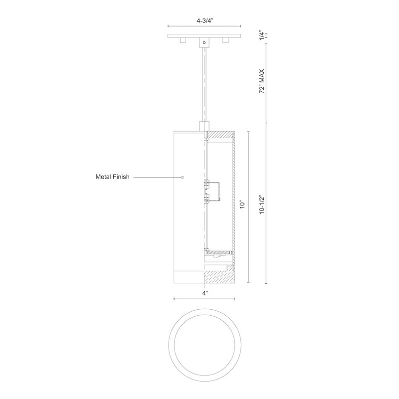 Eclat 10'' LED Cylinder Pendant with Clear Crystal Disc in Brushed Nickel