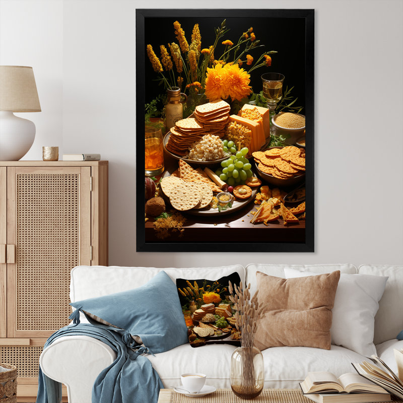 «Judais Matzah Passover Feast I», reproduction sur toile, Cadre simple noir, H 20 po x l 12 po x P 1 po