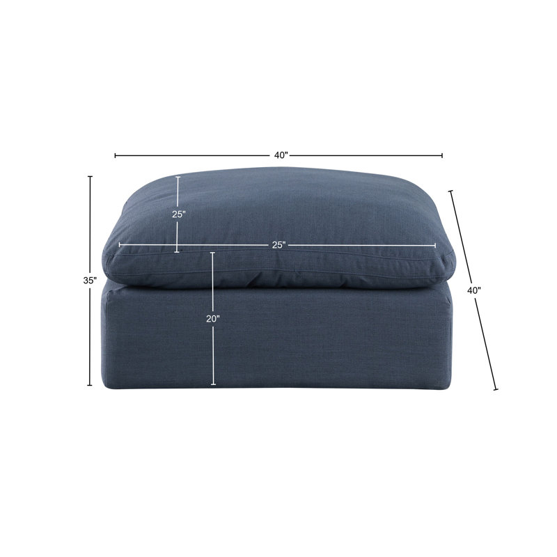Repose-pieds standard de 40 po de largeur, Tissu texturé en lin bleu marine