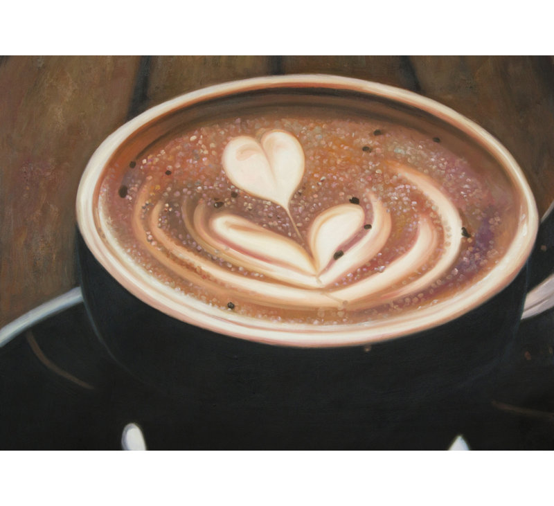 Cappuccino artistique - toile gastronomique noire pour la décoration intérieure