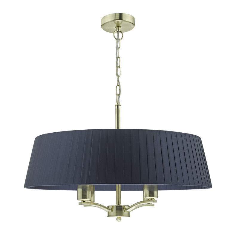 Berkshire 4 - Light Drum Chandelier, Satin Brass, Blue