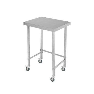 Table de travail en acier inoxydable certifiée NSF, robuste pour la préparation et l'entretien commercial - Base ouverte - Plateau facile à nettoyer et résistant à la rouille - 18 x 24 x 35 pouces - Comprend une roue.