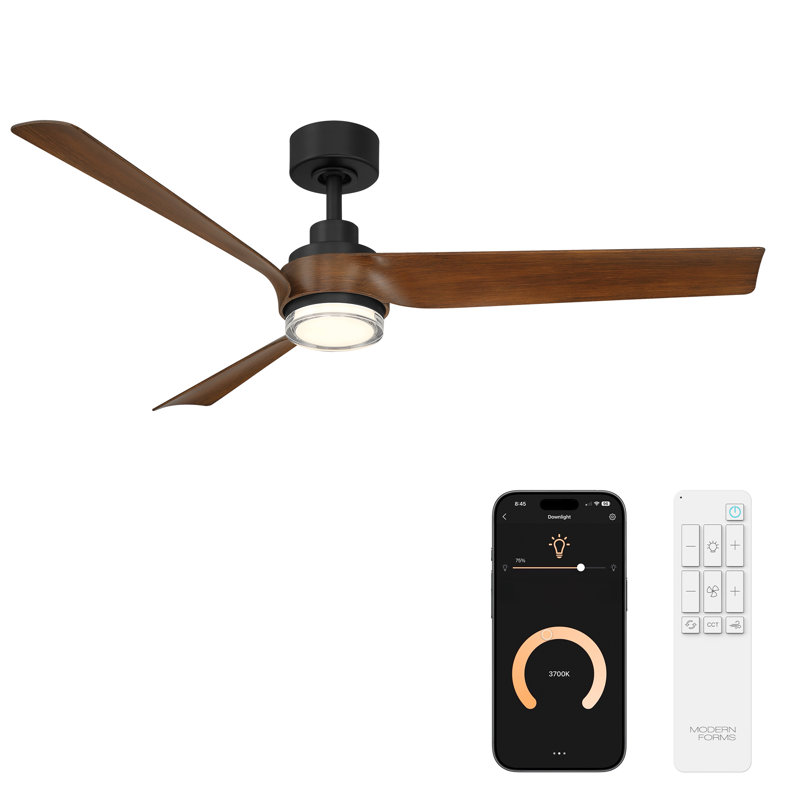 Chill Indoor/Outdoor 3-Blade Smart Ceiling Fan With Integrated Dimmable LED Light and Bluetooth Remote Control Included, Selectable Color Temperature (2700K, 3000K, 3500K, 4000K)