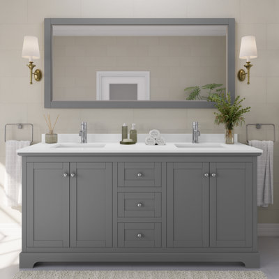 Meuble-lavabo double autoportant avec plateau Avery