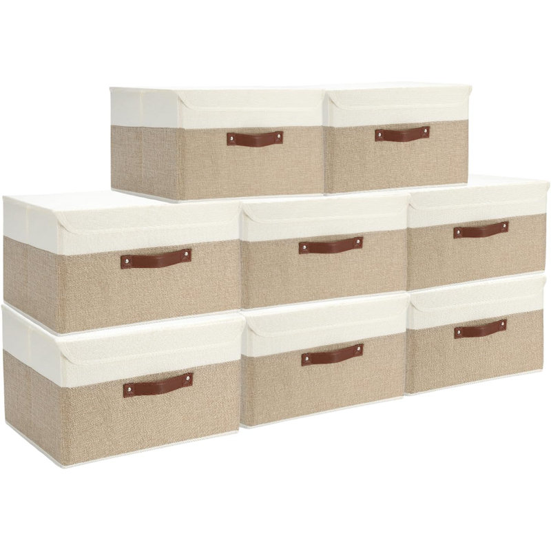 Paquet de 8 bacs de rangement décoratifs avec paniers en tissu et couvercles
