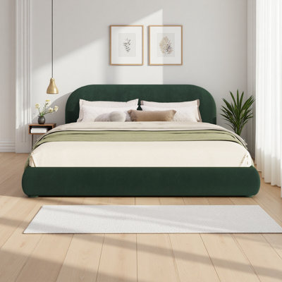 Lit tapissier en tissu, lit double simple pour chambre moderne