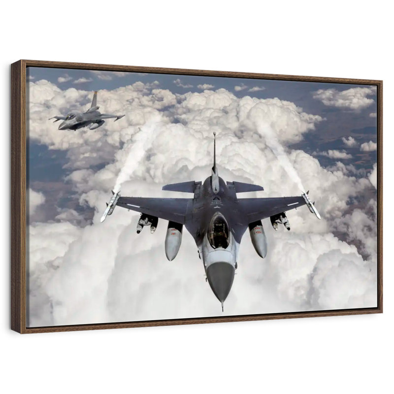 Avions de chasse Casanova, 37 po x 25 po, Cadre flottant noyer