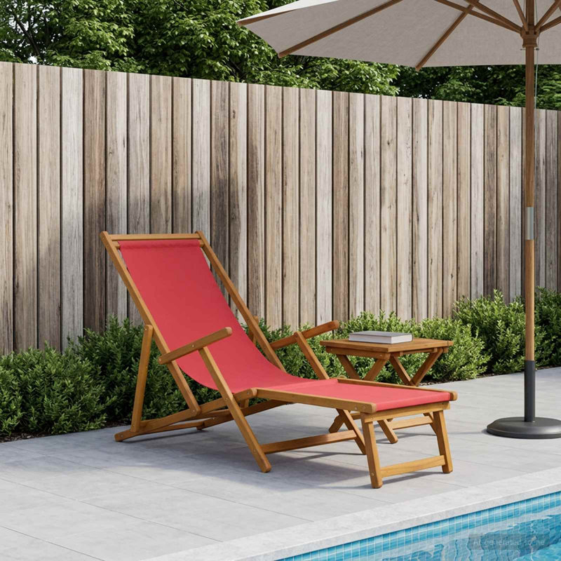 61cm Long Sun Lounger, Red, 1
