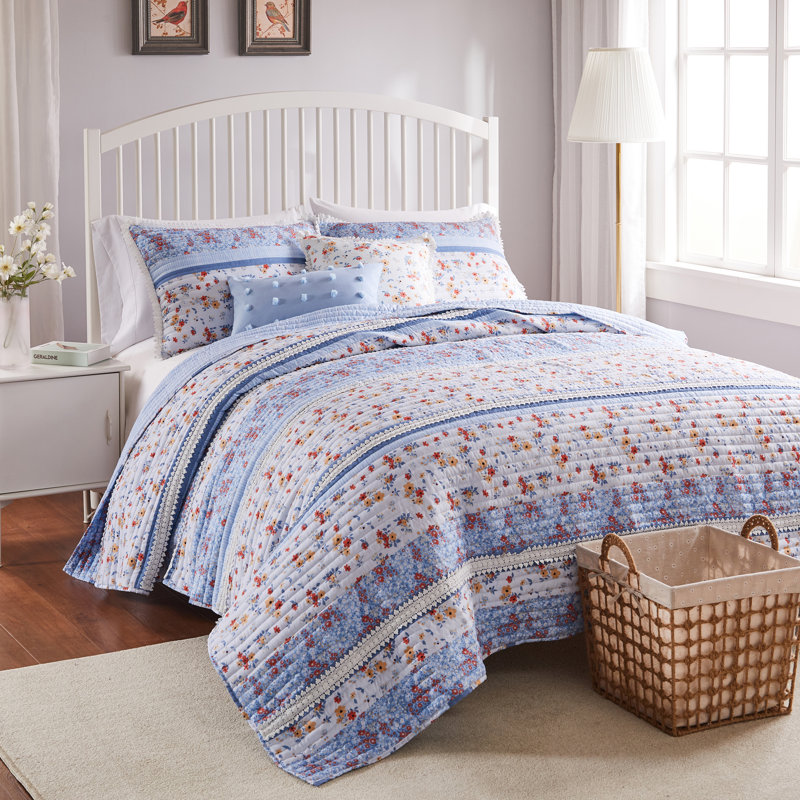 Greenland Home Fashions Betty White 3-Piece Queen Size Quilt Set, 90x90 Inch, Queen Quilt + 2 Standard Shams