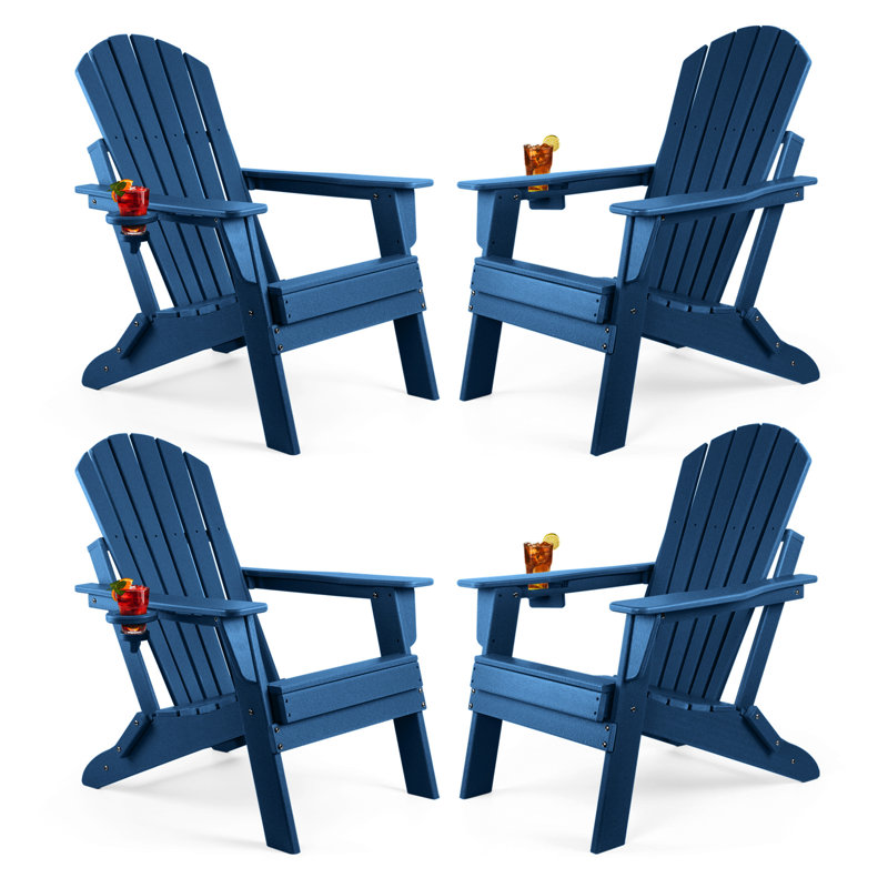 Azur Foldable Outdoor Adirondack Chair, Navy Blue