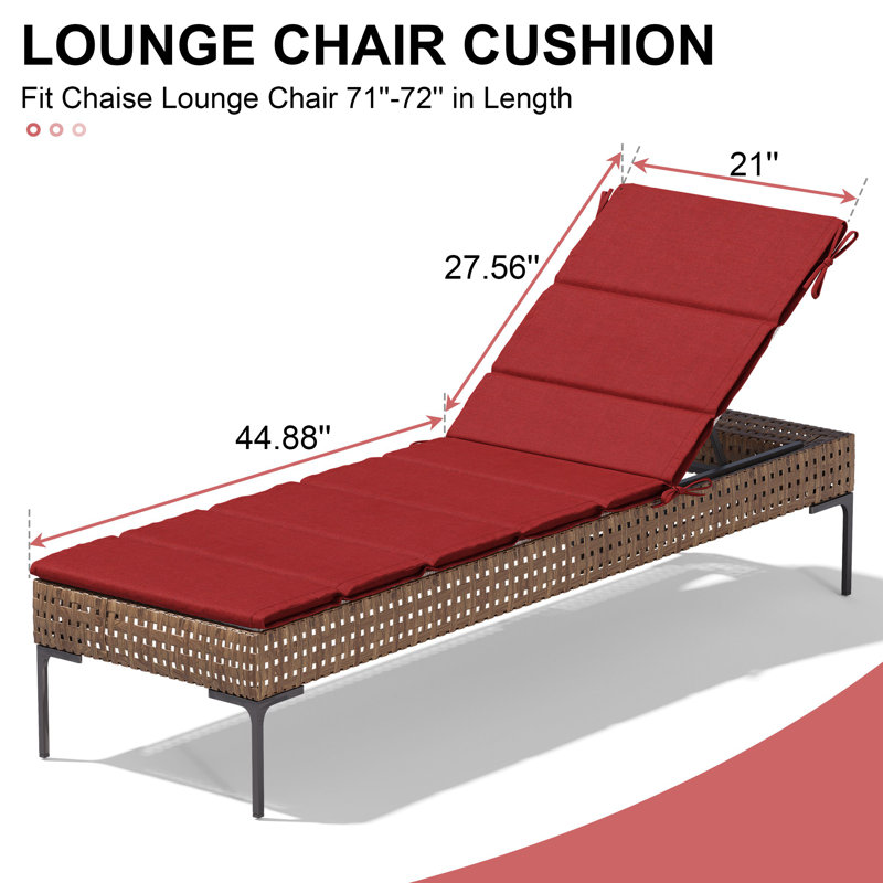 Latitude Run® Outdoor Seat/Back Cushion, 21" W x 72" D, Chili Red