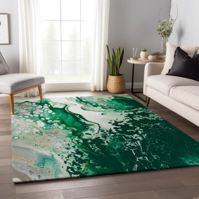Premium Machine Washable Chananya AMF55 Green 2'6" x 3'10" Rug