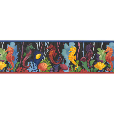 Bordure de papier peint 15 pi x 7 po Abernathy Kids Seahorse