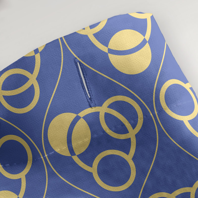 Rideau de douche simple cercles et vagues classic, Bleu / Jaune