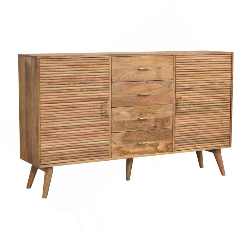 Grande commode à barre en T en bois massif Soba