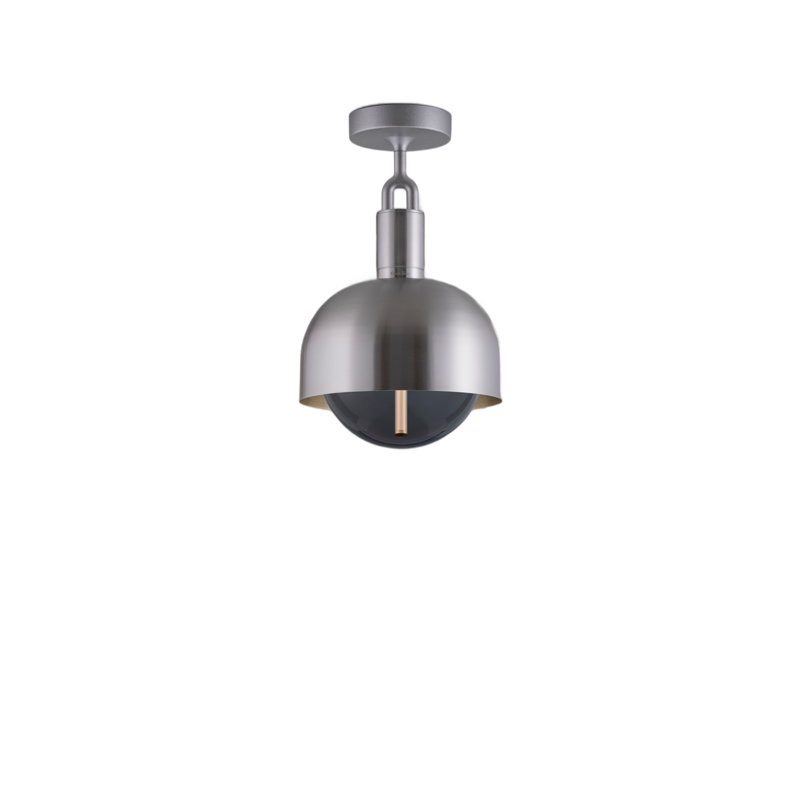 Semi Flush Mount, 5.9" H x 9.84" W x 9.84" D, Steel/Smoked