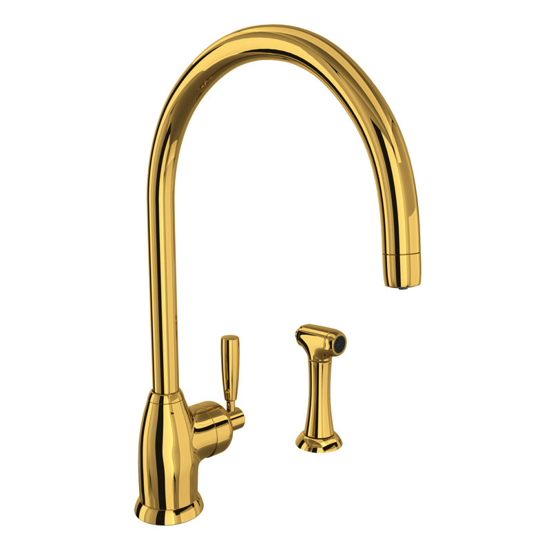 Holborn Kitchen Faucet With Side Spray, Unlacquered Brass