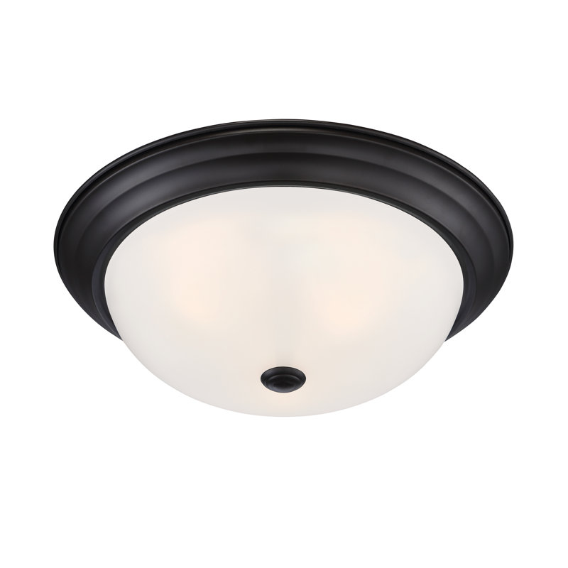Miesner Glass Flush Mount, Oil Rubbed Bronze, 5.25" H x 13.25" W x 13.25" D