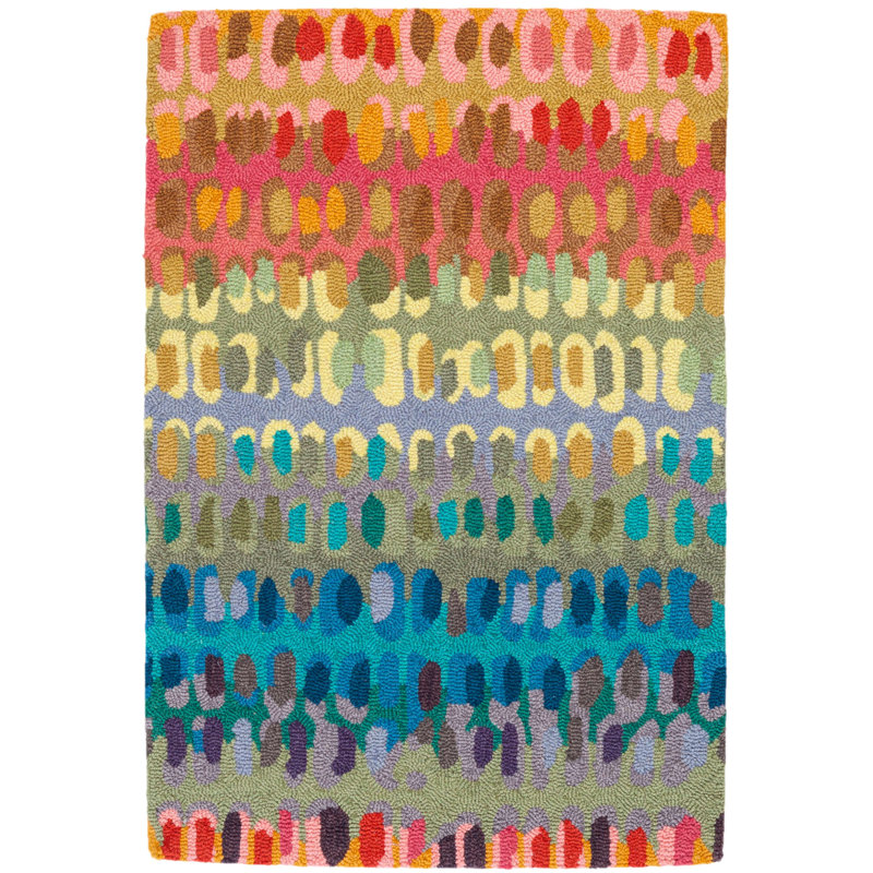 Tapis en laine micro crocheté à la main Paint Chip, Rectangle 3 pi x 5 pi