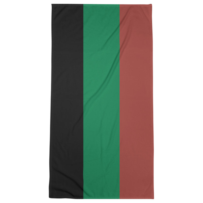Cotton Blend Lightweight Beach Towel, Black/Green/Gold