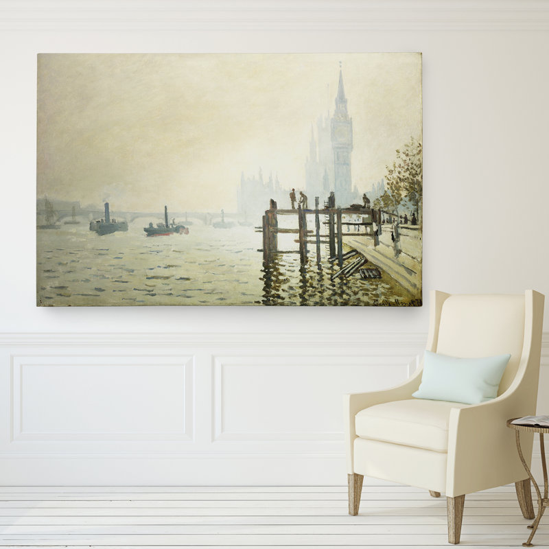 « thames ci-dessous westminster » par claude monet imprimé, H 32 po x l 48 po x P 1,5 po, Toile tendue